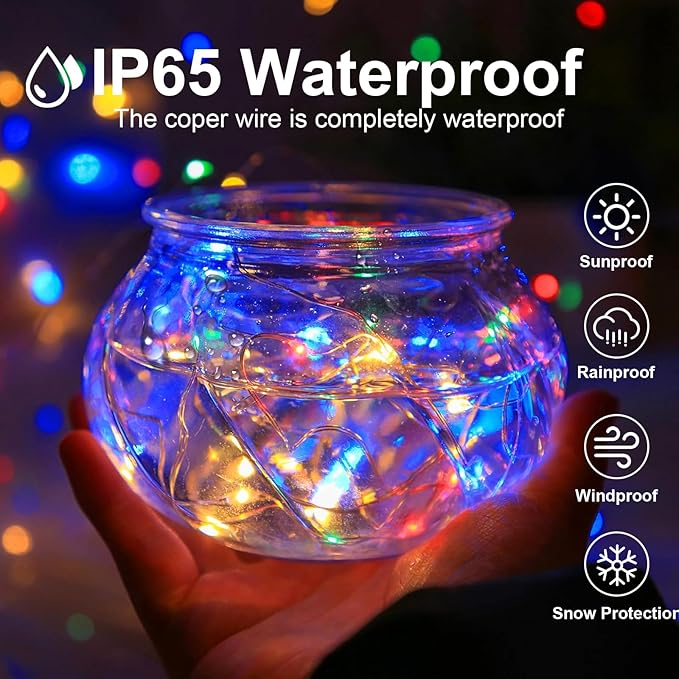 1Pack USB Plug in Fairy String Lights,16ft 50 LED Copper with Remote and Timer, 8 Modes Waterproof Twinkle String Lights Battery Powered for Bedroom Indoor Party Wedding Christmas Decoration