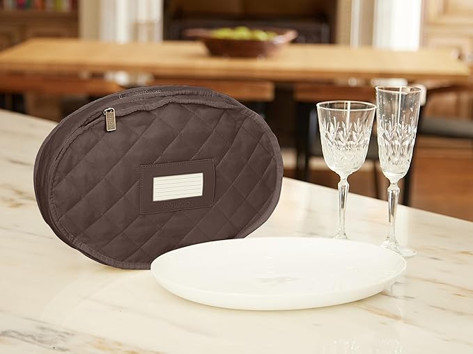 Covermates Keepsakes - Serveware Storage - Padded Protection - ID Window - Stain Resistant - Machine Washable - China Storage, Bronze