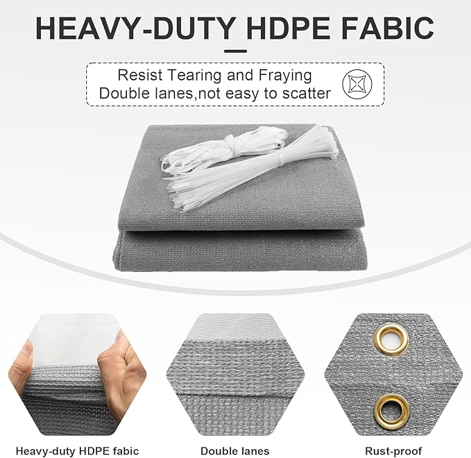 Cool Area Sun Shade Cloth with Grommets 13×14 FT Shade Panel Shade Tarp Screen Fabic for Outdoor Patio Pergola Cover Deck Garden, Silver (Customized)