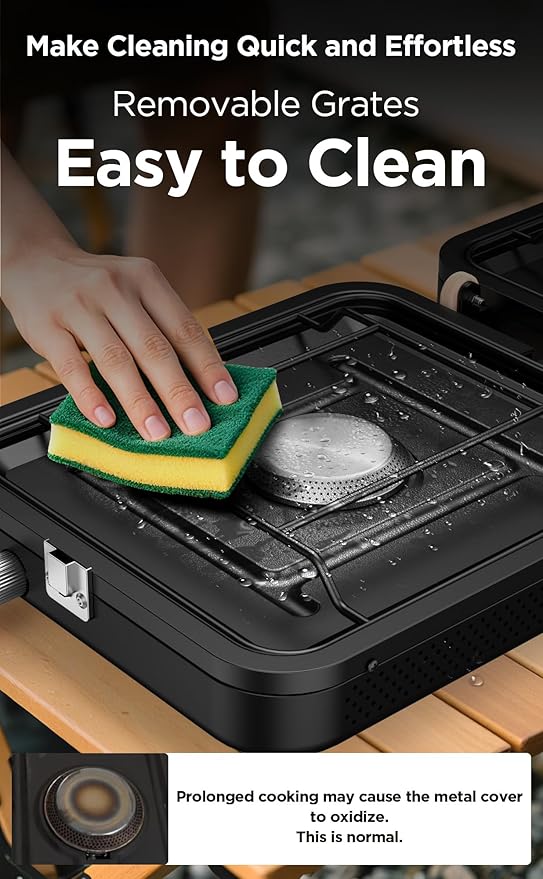 2 Burner Portable Propane Camping Stove, 2×5000 BTU Metal Compact Foldable Gas Burners Outdoor Cooking Stove with CGA600 5430 Propane Hose, Adjustable Flame, for Camping, Tailgating, Cooking Outdoor