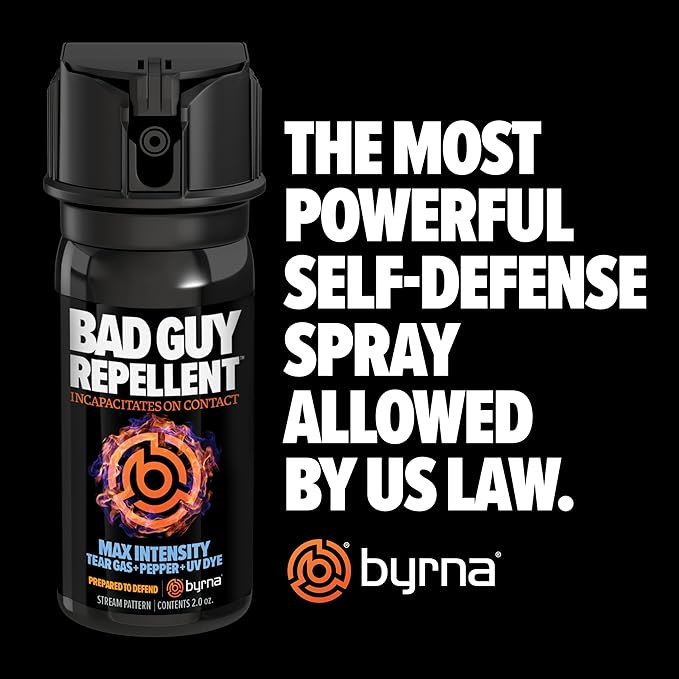 Byrna BGR MAX Pepper Spray + Tear Gas | Maximum Stopping Power | Attacker Tracker UV Marking DYE Technology | Military Strength Self-Defense Stream Spray