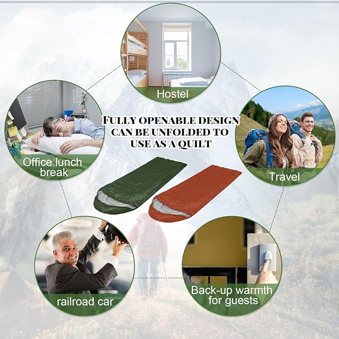 10 Pcs 0 Degree Camping Sleeping Bags Bulk for Adults Cold Weather Sleeping Bags 4 Season Warm Waterproof Lightweight with Compression Sack for Backpacking Hiking Travel Homeless