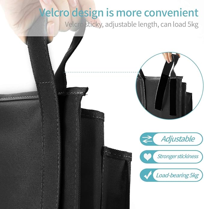 Bseash Bunk Bed Organizer, Bedside Caddy Hanging Bed Organizer Storage Bag 8 Pockets, for College Dorm Rooms Bed, Hospital Bed, Baby Bed Rails, 600D Oxford Cloth