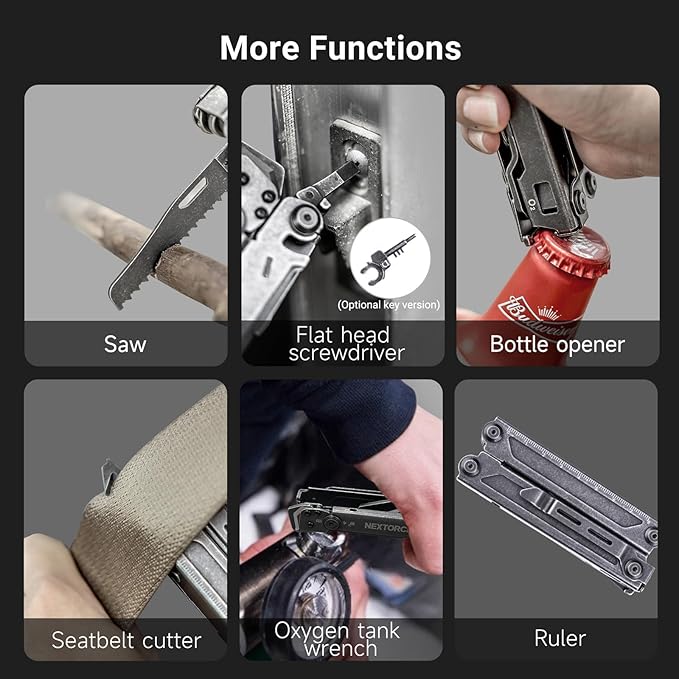 NEXTORCH PIONEER 14-IN-1 Multi-tools Full-Size,Versatile Multi-tool Set with Scissors Needle Nose Pliers Pocket Clip Multi-tool (STONE WASHED FINISH)
