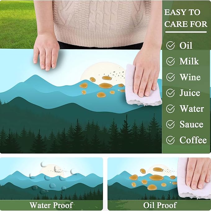 CAPSCEOLL Elastic Picnic Table Cover with Bench Covers 5Ft Waterproof Fitted Picnic Table Cover Cloths for Outdoors Camping Tablecloth with Drawstring Bag, 60X30in, Green Mountain