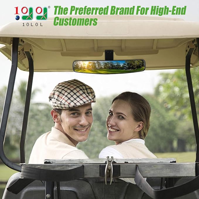 10L0L Panoramic Convex Golf Cart Mirror for Yamaha, EZGO, Club Car, Golf Cart Rear View Mirror