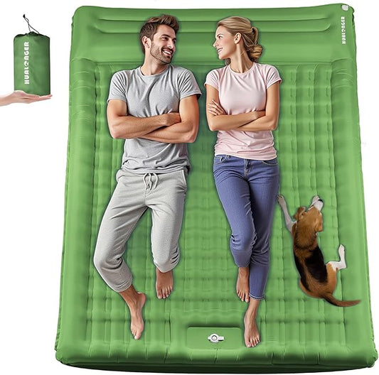 Double Sleeping Pad Camping, 6" Extra Thick Camping Pad with Pillow Built-in Foot Pump Waterproof Inflatable Sleeping Mats for Camping, Backpacking, Hiking,Traveling Tent