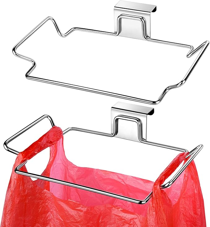 HNYYZL Trash Bag Holder,2 Pack Trash Bag Holder for Cabinet Door and Cupboards,Stainless Steel,Plastic Bag Holder Under Sink,Use for Kitchen,Bathroom,Camper,Rv