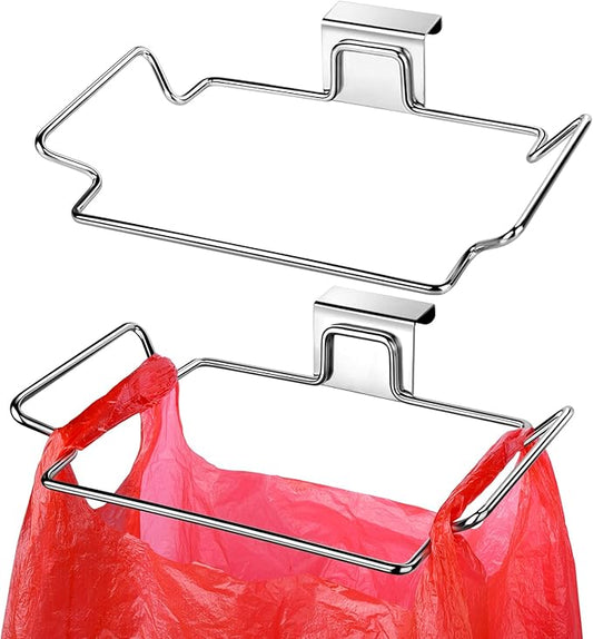 HNYYZL Trash Bag Holder,2 Pack Trash Bag Holder for Cabinet Door and Cupboards,Stainless Steel,Plastic Bag Holder Under Sink,Use for Kitchen,Bathroom,Camper,Rv