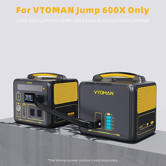 VTOMAN Jump 600X Extra Battery 640Wh for Jump 600X Portable Power Station, LiFePO4 (LFP) Backup Expansion Battery with BMS Protection