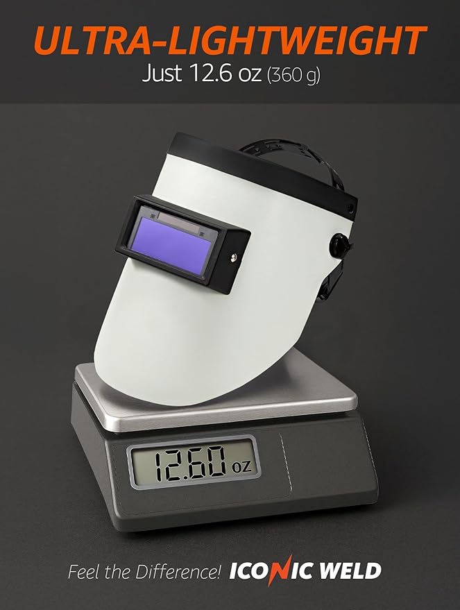 Auto Darkening Welding Helmet - Lightweight, Shade #3/11, with Bag (White)