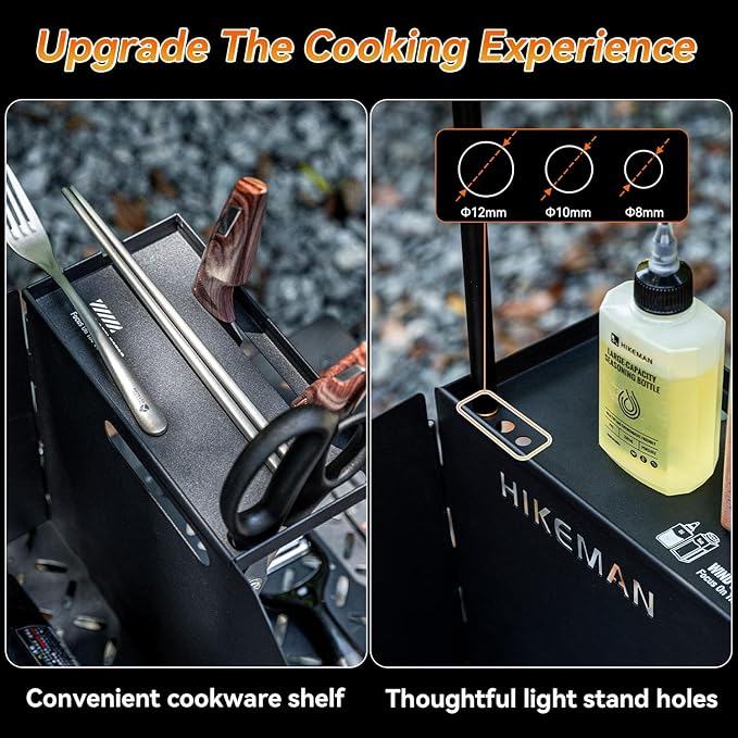 HIKEAMN Camping Stove Windscreen - Outdoor Folding Gas Stove Windshield,Camping Wind Blocker,Cooker WindScreen with a Storage Bag for Camping,Hiking,Picnic,Cooking (Black)