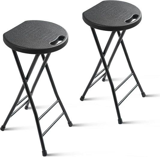 24-Inch Folding Stool with Handle, Folding Bar Stool with Non-Slip Feet,Folding Chair,Indoor and Outdoor Foldable Stool for Adults,500 lbs Capacity,Kitchen,Game Room(13"×11.5"×24")