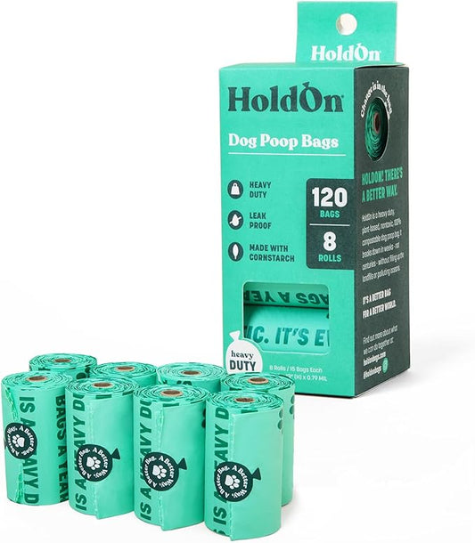 HoldOn Pet Waste Bags - Unscented Leak Proof & Tear Resistant Dog Poop Bags Extra Thick Durable (1 Pack)