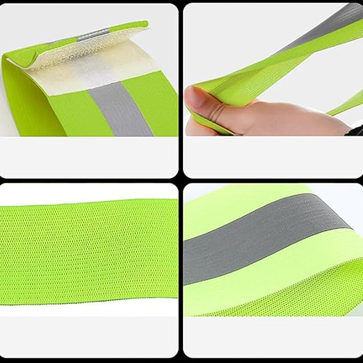 4 PCS Reflective Wrist Strap 5x1x1cm Safety Gear Reflective Wristbands High Visibility Ankle Bands Reflector Armband Self-Adhesive Reflective Bands for Walking,Night Sports Fluorescent Green