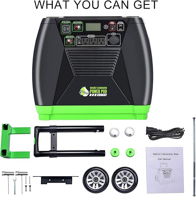 Nature's Generator Elite - Gold System:3600W Solar & Wind Powered Pure Sine Wave Off-Grid Nature's Generator Elite+2pcs 100W Solar Panel HKNGAUEL