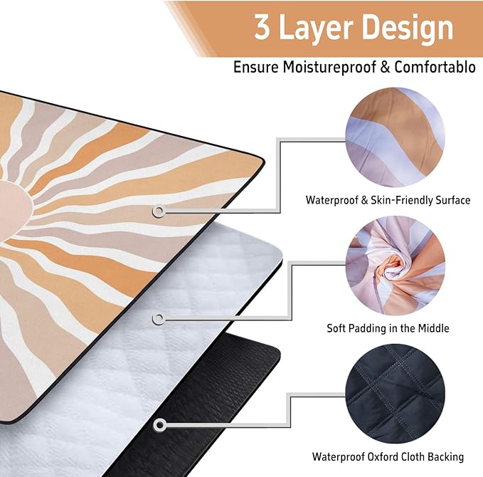 Extra Large Picnic Outdoor Blanket 60''x80'' Waterproof and Sandproof Picnic Mat for Beach Foldable Camping Accessories for Grass Lawn Park