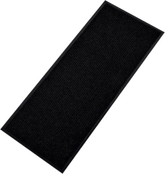 fani Heavy Duty Large Outdoor Indoor Entrance Black Doormat Waterproof Low Profile Entrance Rug Front Door Mat Patio Anti-Skid Rubber Back, 48x120 inch (Jet Black)