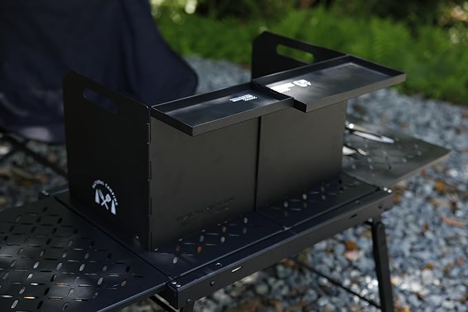 HIKEAMN Camping Stove Windscreen - Outdoor Folding Gas Stove Windshield,Camping Wind Blocker,Cooker WindScreen with a Storage Bag for Camping,Hiking,Picnic,Cooking (Black)