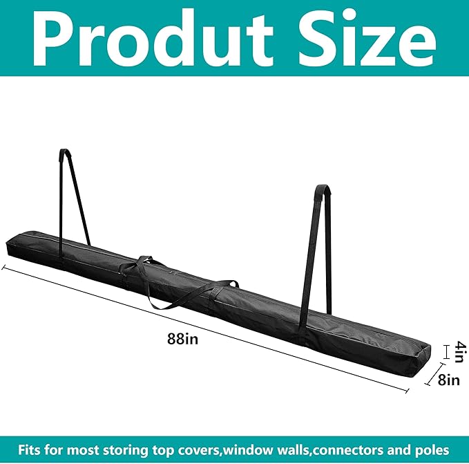 Adnee 88" L x 8" W Heavy Duty Party Tent Poles Storage Bag-600D Oxford Canopy Pole Bag with Padded Handles and Dual Zipper-Portable Long Storage Bag for Storing Event Tent Equipment Top Covers Pole