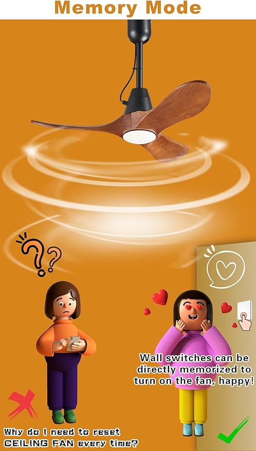 3 Blades Wood Outdoor Ceiling Fan with Light for Patios, Farmhouse Rustic Ceiling Fans with Lights, 34" Plug-in Wet Rated Outdoor Gazebo Fan for Exterior House Porch Patio, Waterproof,F247