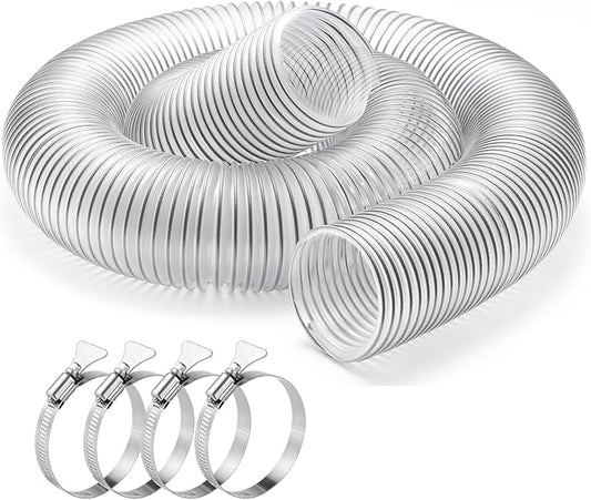 2-1/2"x10'Dust Collection Hose(Black Wire),2 1/2 Inch Dust Collection Tube with 304 Stainless Steel Hose Clamps,PVC 2.5 Collector Flexible Tube- Puncture Resistant