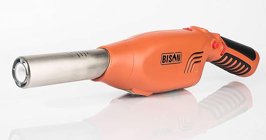 Bison Airlighter 420 | Orange | Cordless Fire Starter | Camping Essential | Torch Lighter | Perfect for Fire Pits, Camping, Charcoal Grills, Fireplaces | Refillable Butane with Built-in Blower