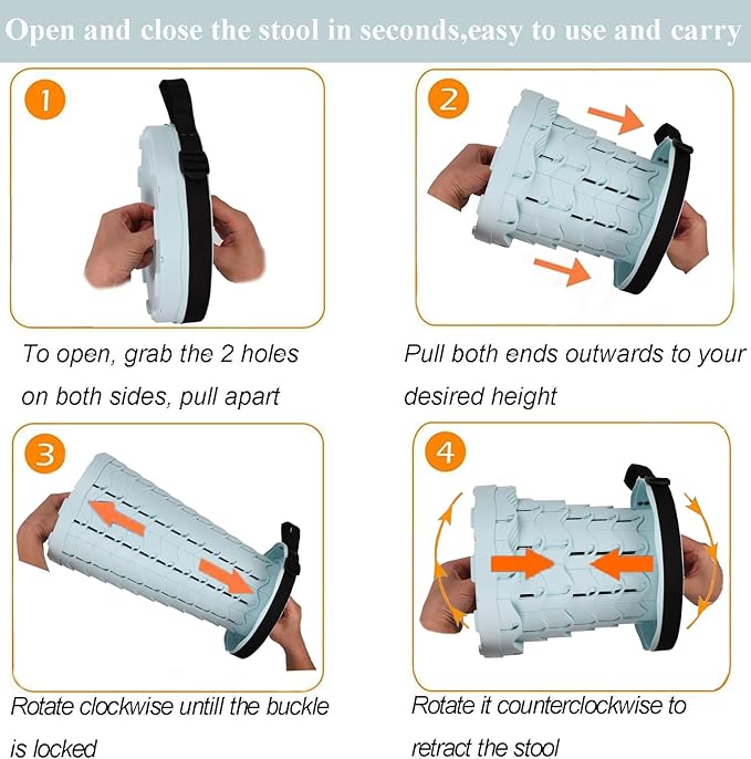 Fishboy Upgraded Collapsible Stool, 400lbs Max Weight, Lightweight But Sturdy, Portable Retractable Folding Telescoping Foldable Camping Stool for Adults Outdoor Fishing Hiking Gardening Travel BBQ