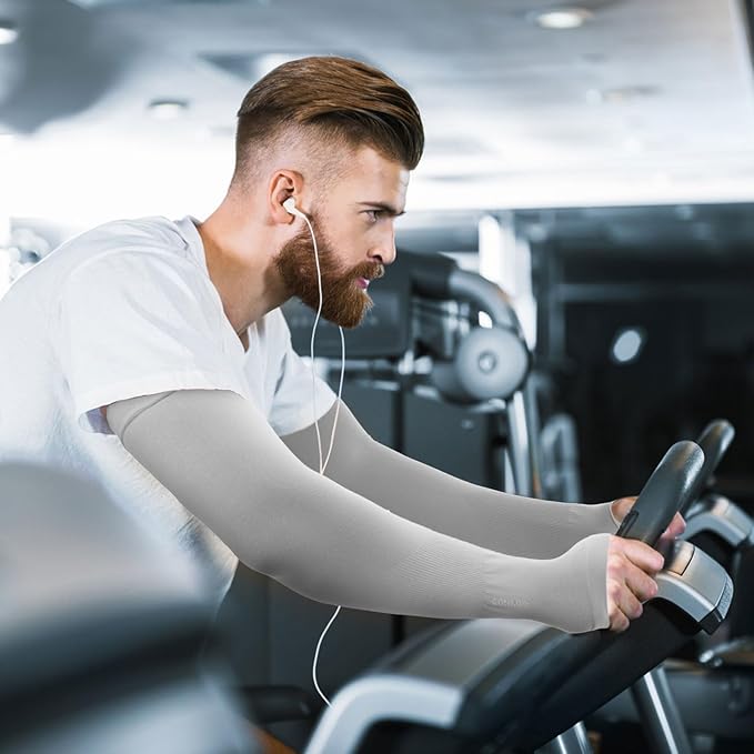 GOUNOD Sun Protection Cooling Arm Sleeves with Thumb Holes - Gardening Outdoors Sports Workouts Sunscreen Arm Sleeves