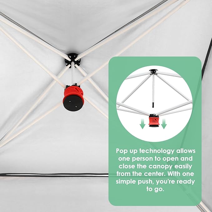 TLSUNNY 12X12 Pop Up Canopy Tent, Camping Shader W/Overhanging Eaves & Sand Bag, Outdoor Gazebo Shelter W/One Push Setup & Wheeled Bag, Height Adjustable, for Patio, Market, Party (White, 12FTX12FT)