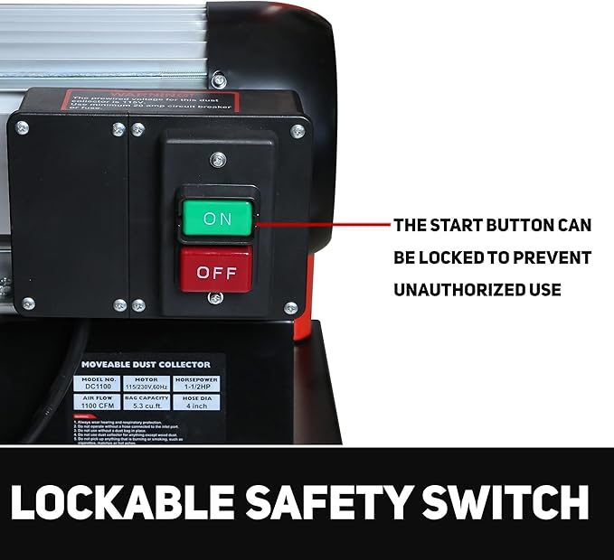 Bucktool 1-1/2HP Dust Collector, 1100 CFM Dust Collector for Woodworking with Movable Base