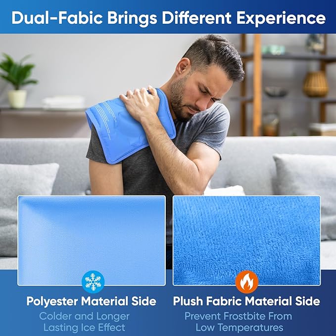 APEXUP Gel Ice Packs for Injuries Reusable, Flexible Double Sided Cold Packs for Injuries, Ice Pack for Knee, Shoulder, Back, Hip, Leg, Arm (Blue, L, 1PK)