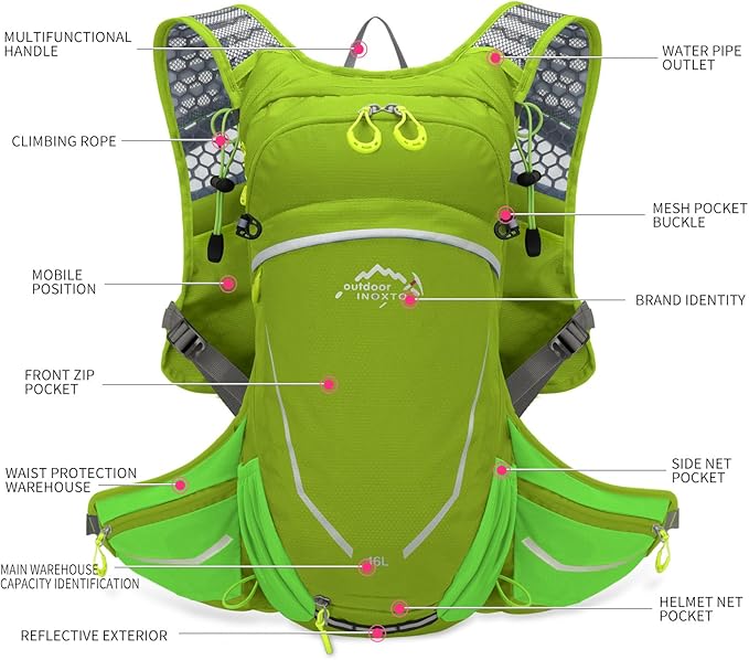 16L Hydration Backpack with Free 2-Liter Water Bladder,The Lightweight Hydration Pack for Cycling, Hiking, Skiing