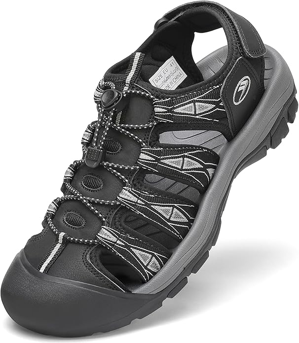 FLARUT Men's Athletic Sandals - Closed Toe Sport Hiking & Outdoor Walking Water Sandals with Anti-Slip Cushioning and Breathable Mesh