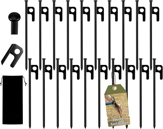 20 Pack Tent Stakes Heavy Duty Forged Steel Camping Stakes for Ground Outdoor Decorations Canopy