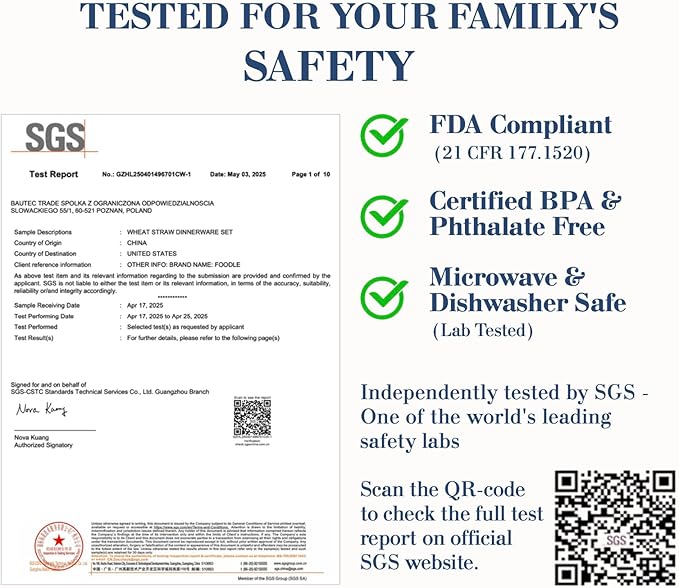 FOODLE Wheat Straw Dinnerware Set - BPA Free & Safety Tested - Unbreakable, Microwave & Dishwasher Safe Dishes - Toddler & Kids Plates and Bowls Sets - College Dorm Room Essentials for Girls - For 4