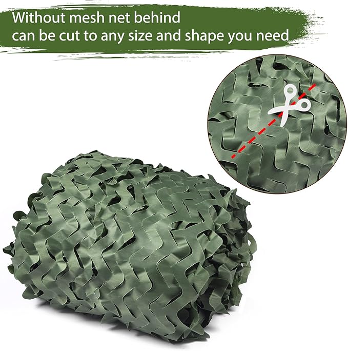Camo Netting Camouflage Netting 20x20 10x20 10x10 Bulk Roll Burlap Camo Tarp Sunshade Net for Hunting Blind Dinosaur Birthday Jungle MilitaryTheme Party Decoration Camping Shooting