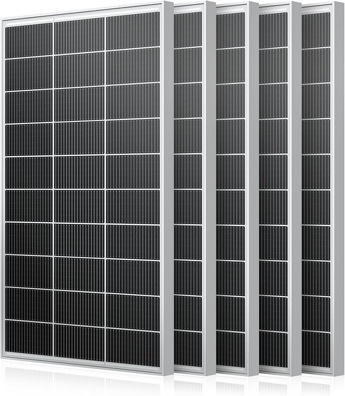 200 Watt Solar Panel 18BB N-Type 5Pcs 1000W Solar Panel 12V 24.3% High Efficiency Monocrystalline PV Module for RV Camper Marine Home Rooftop Power Station Off-Grid Systems