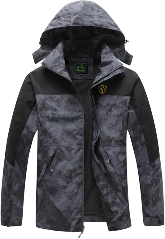 GIISAM Rain Jacket for Men, Mens Waterproof Raincoat Lightweight Rain Jackets Outdoor Rain Coat Windbreaker with Hood