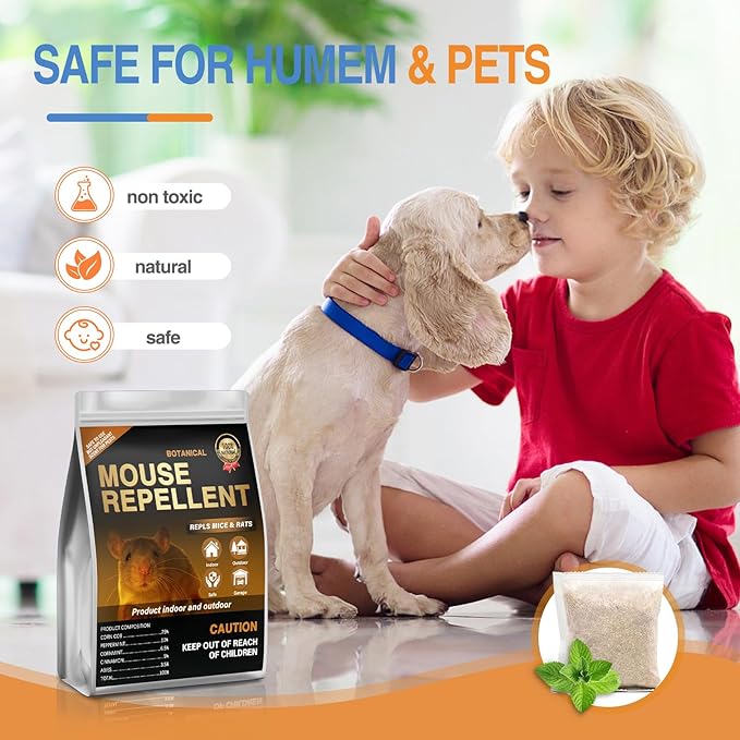 24 Pack Mouse Repellent Pouches,Rodent Repellent for Car Engines,Mouse deterrents That Works,Peppermint Oil to Repel Mice and Rat