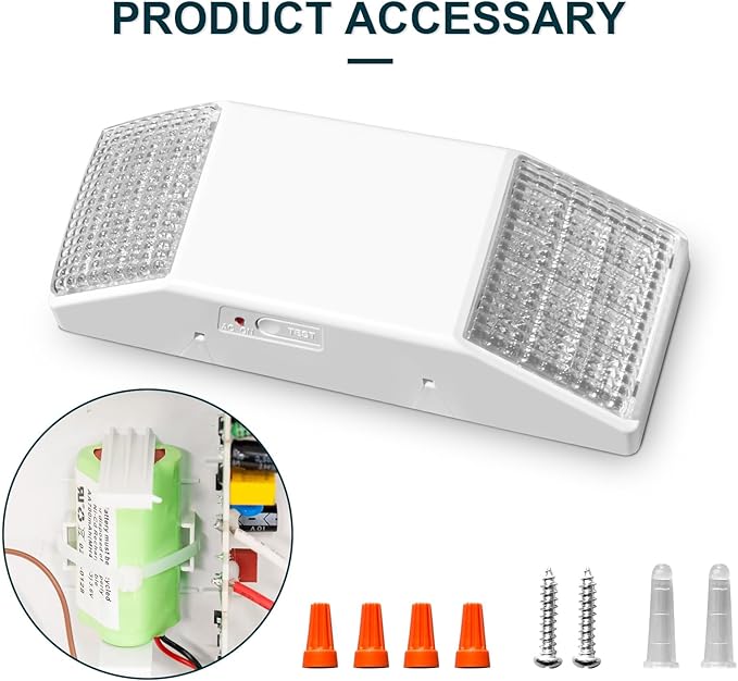 1 Pack LED Emergency Lights with Battery Backup, Two Square Heads Commercial Emergency Light, UL Listed for Damp Location,AC 120/277V, Hardwired Emergency Lights for Business