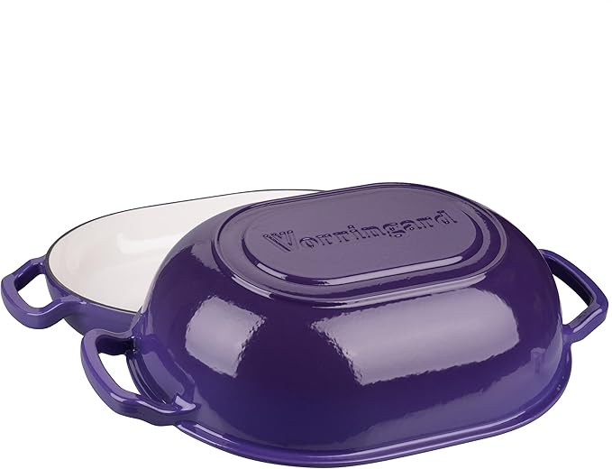 Enameled Cast Iron Sourdough Bread Oven, Dutch Oven, Loaf Cast Iron Bread Pan for Homemade Bread Baking, Meatloaf Pan with Lid, 7QT, Purple
