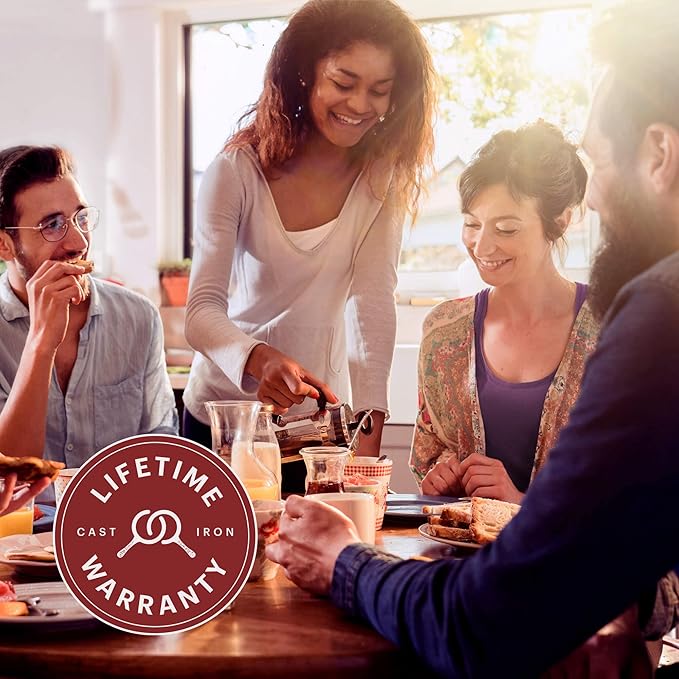 Cuisinel Cast Iron Dutch Oven - 5-Quart Deep Pot - Preseasoned 2-in-1 Multi-Cooker - Combo Lid Doubles as 10"-inch Skillet Frying Pan + Silicone Handle Covers + Scraper - Indoor/Outdoor Bread Cookware