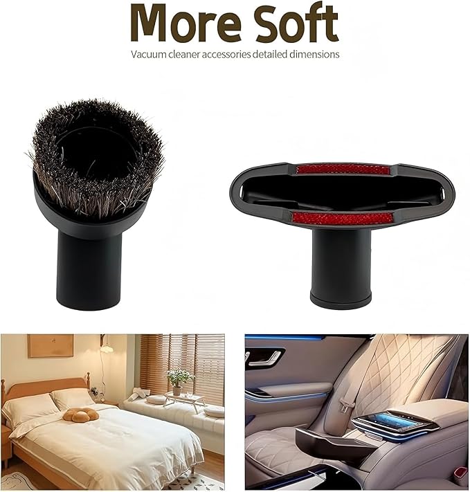 12-Piece 1 1/4 Inch Shop Vac Attachments Cleaning Kit With Dryer Lint Vac Attachment/Round Vacuum Brush/Flexible Crevice Tool (Hose Adapters for 1 1/4" to 2 1/2"Hoses)