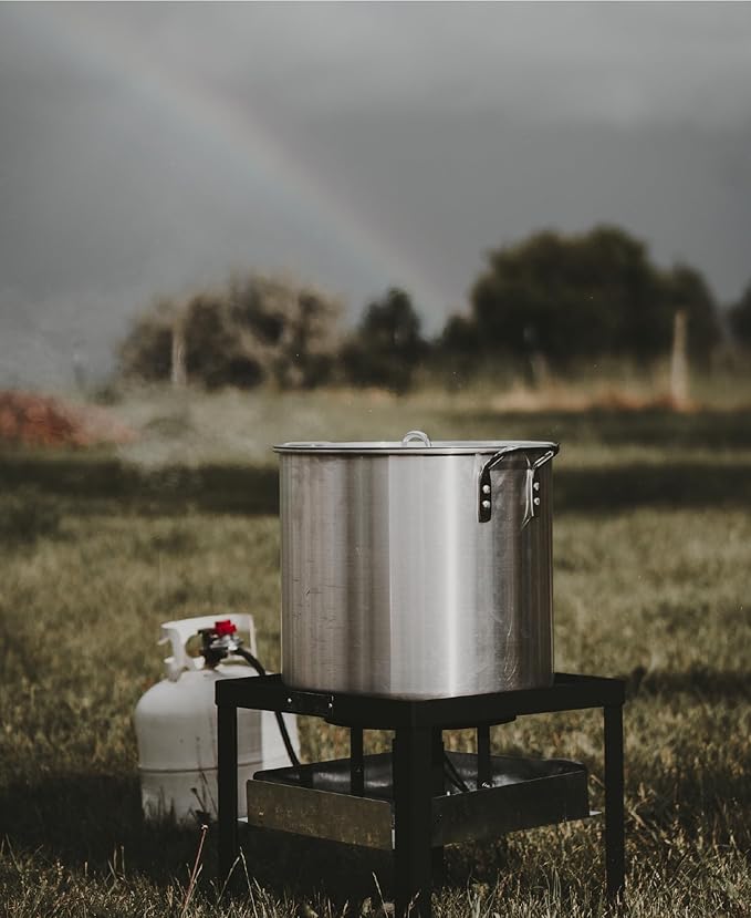 GasOne Seafood Boil Kit with Propane Burner, Propane Regulator, 100Qt Pot with Basket – Heavy Duty Construction Seafood Boil Pot for Outdoor Cooking – Easy to Clean and Durable Crab Boil Pot