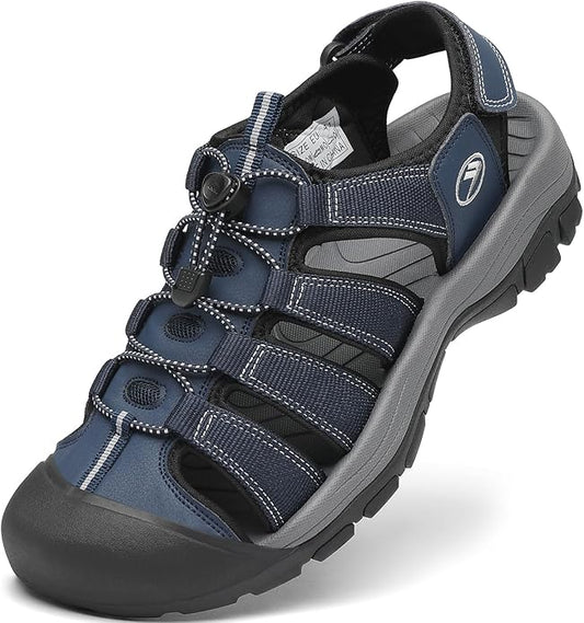 FLARUT Men's Athletic Sandals - Closed Toe Sport Hiking & Outdoor Walking Water Sandals with Anti-Slip Cushioning and Breathable Mesh
