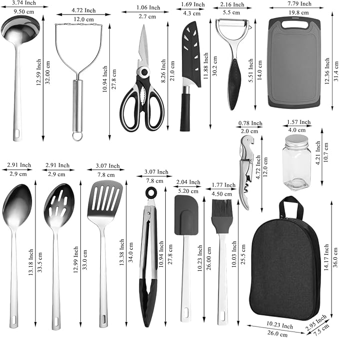 Camping Essentials Accessories Camping Gear Must Haves, Cooking Utensils Set Rv Camping Kitchen Backpacking Supplies Camper Gadgets Outdoor Hiking Travel Picnic Gifts