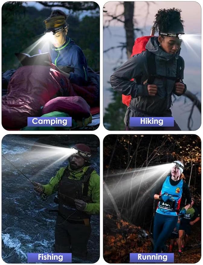 2000 Lumen 9 LED Headlamp 2 Pack, Ultra Bright Head Lamp with 6 Modes, IPX5 Waterproof Head Light, Lightweight Head Flashlight for Running Night-Walking Camping, 6 AAA Batteries Included