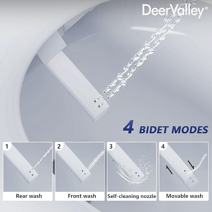 DeerValley Smart Toilet, Smart Bidet Toilet 1.28 GPF Dual Flush, Auto Open/Close Lid, ADA Chair Height and Cleaning Foam Dispenser, Heated Seat, Dryer, Night Light, Deodorization, LED Display