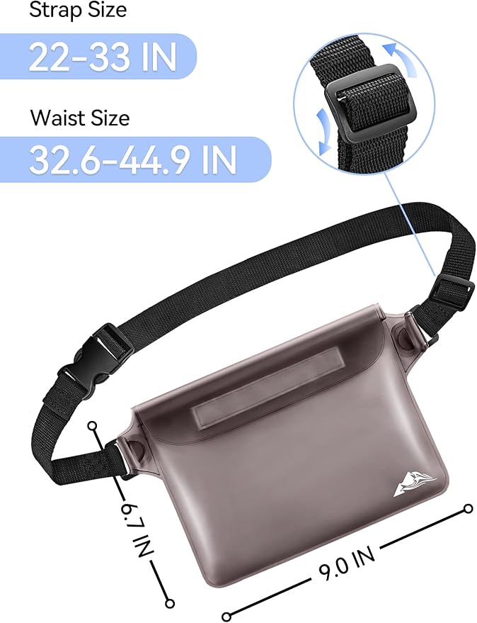 HEETA Waterproof Fanny Pack, Waterproof Pouch Dry Bag 2/3/4 Pack for Phone Passport Purse, Adjustable Waist Strap for Swimming Kayaking Boating Paddle Board Accessories Cruise Beach Camping Essentials